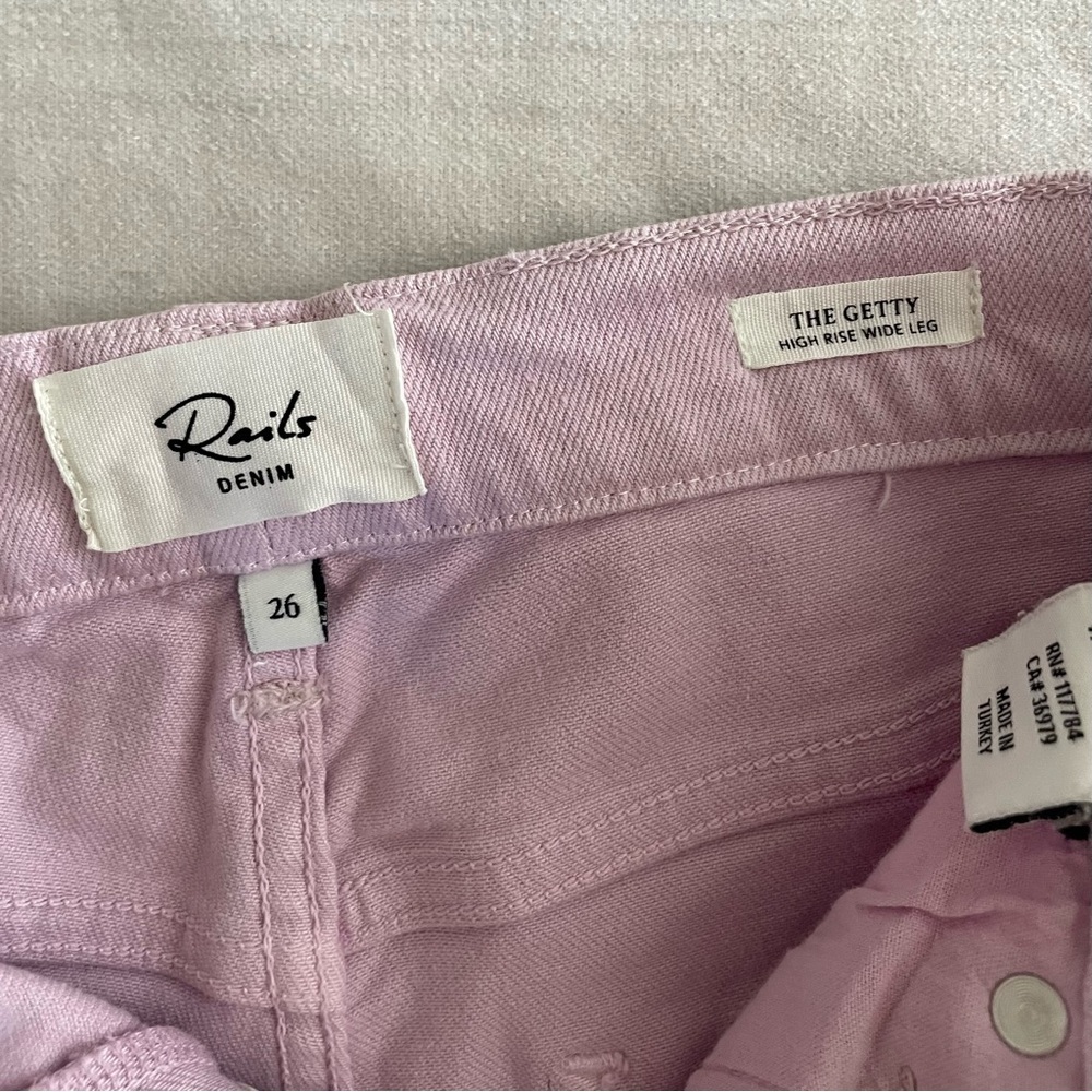 Rails Denim The Getty High Rise Wide Leg Jeans Women’s 26 Lilac Luxury Designer - Picture 11 of 16